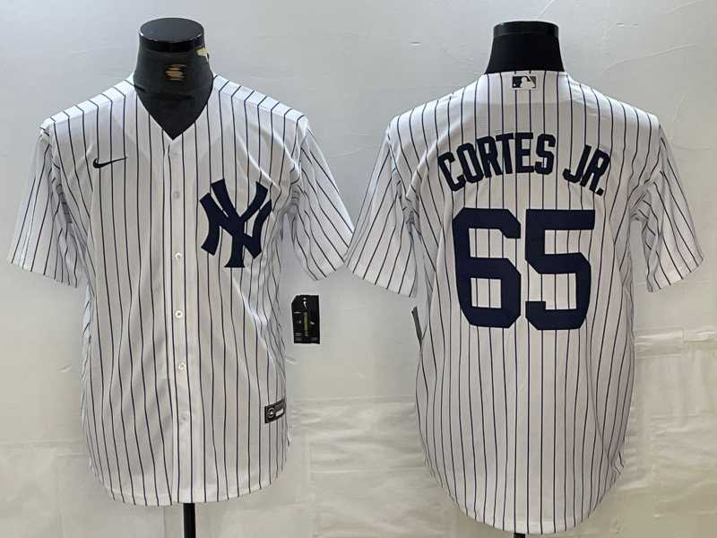 Mens New York Yankees #65 Nestor Cortes Jr White Stitched Cool Base Nike Jersey->new york yankees->MLB Jersey